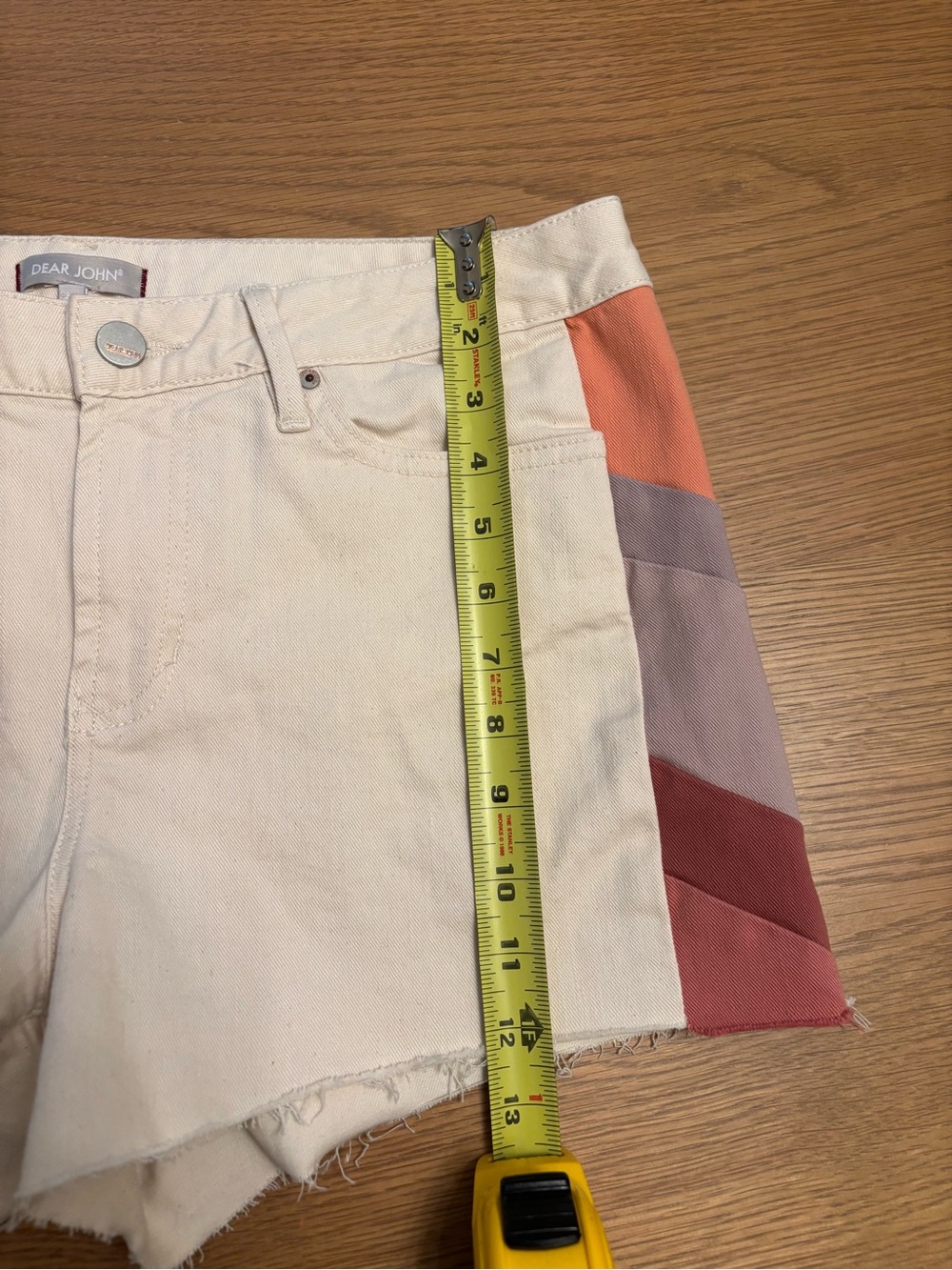 Dear John High Rise Cream Shorts with Color Side Stripes Size 31 Womens - Picture 9 of 10